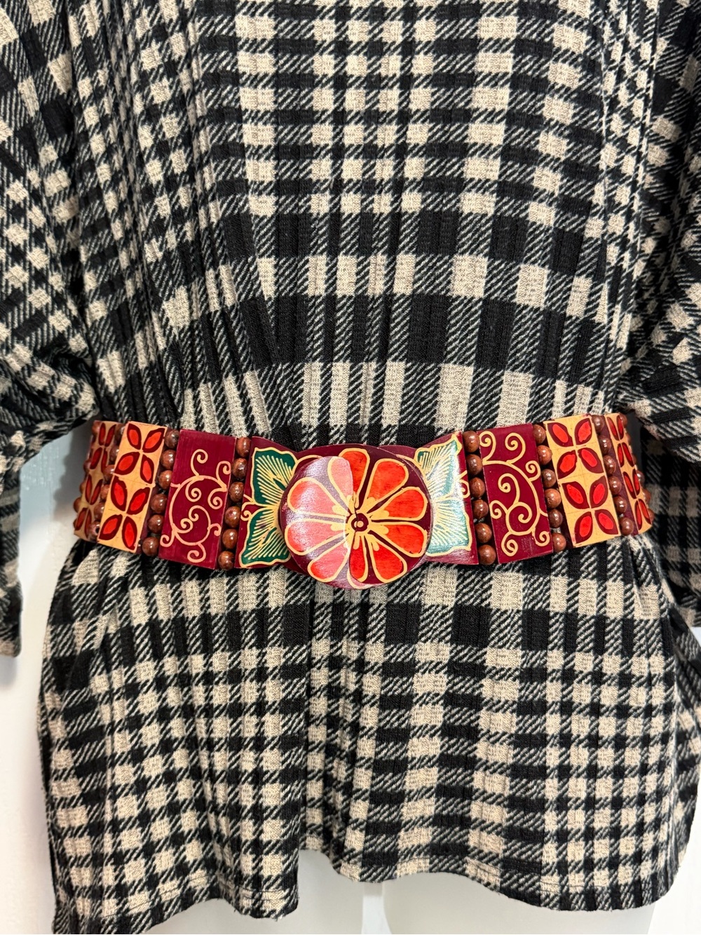 Batik Hand-Painted Floral Elastic Waist Belt